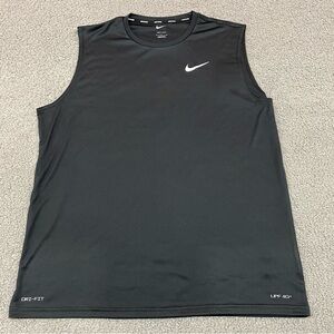 Nike Swim Dri Fit Sleeveless Tank Top Mens Large Black UPF 40 Athletic Training